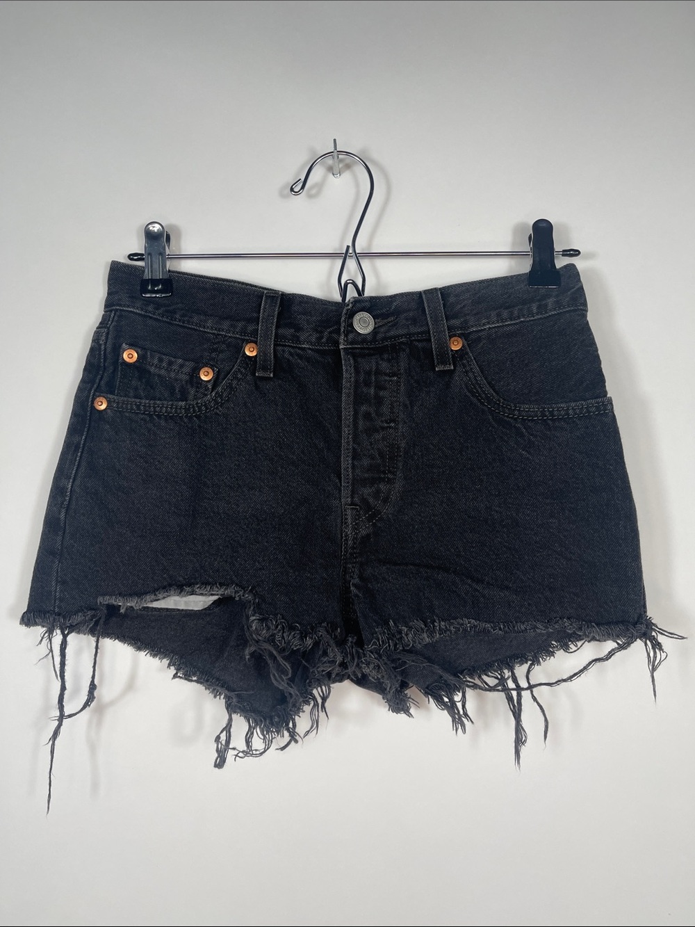 LEVI’s High-Rise Black 501 Denim Shorts
